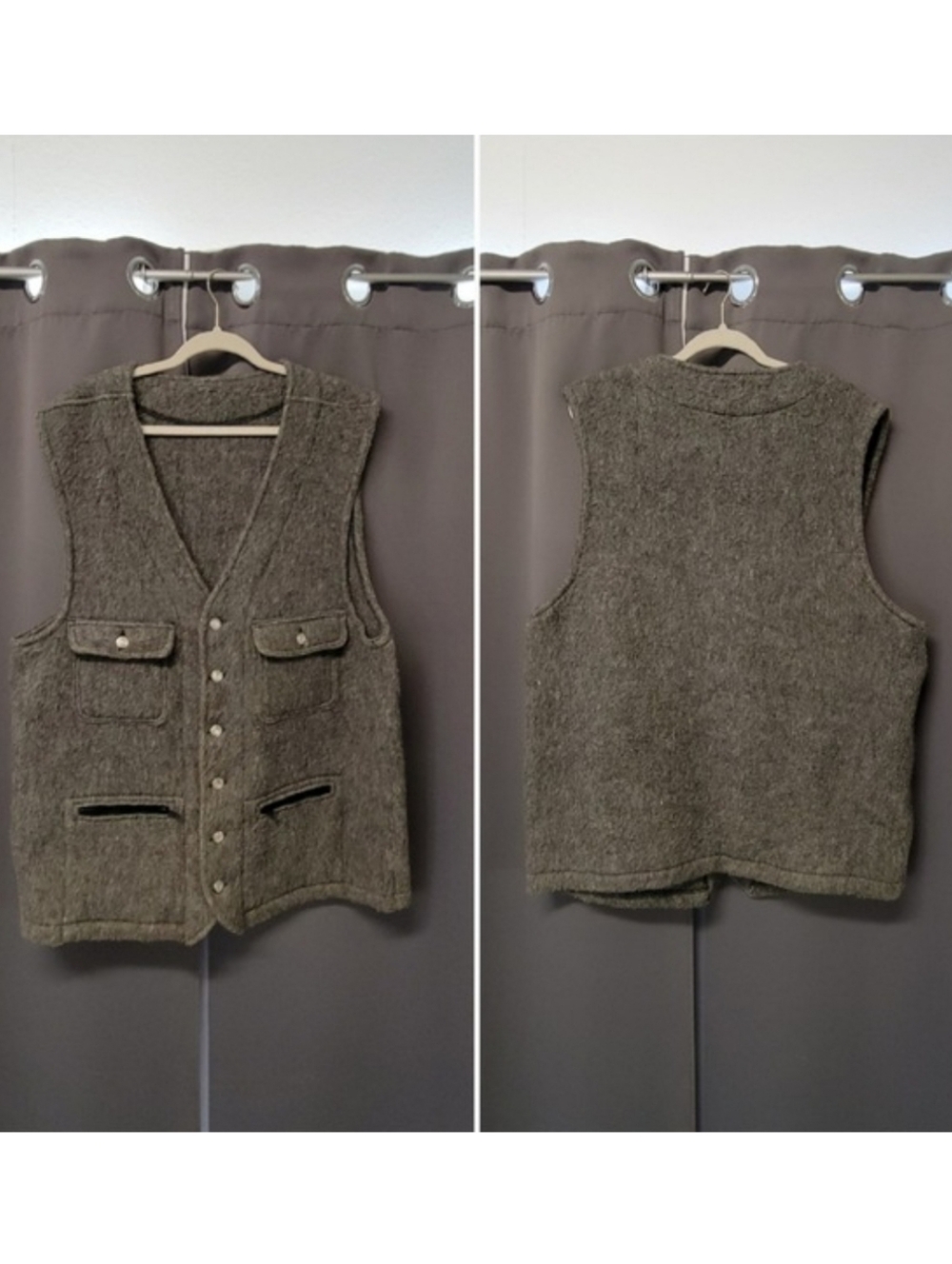 Vintage 70s NVA East German Military‎ Blanket Handmade Wool Vest XL
